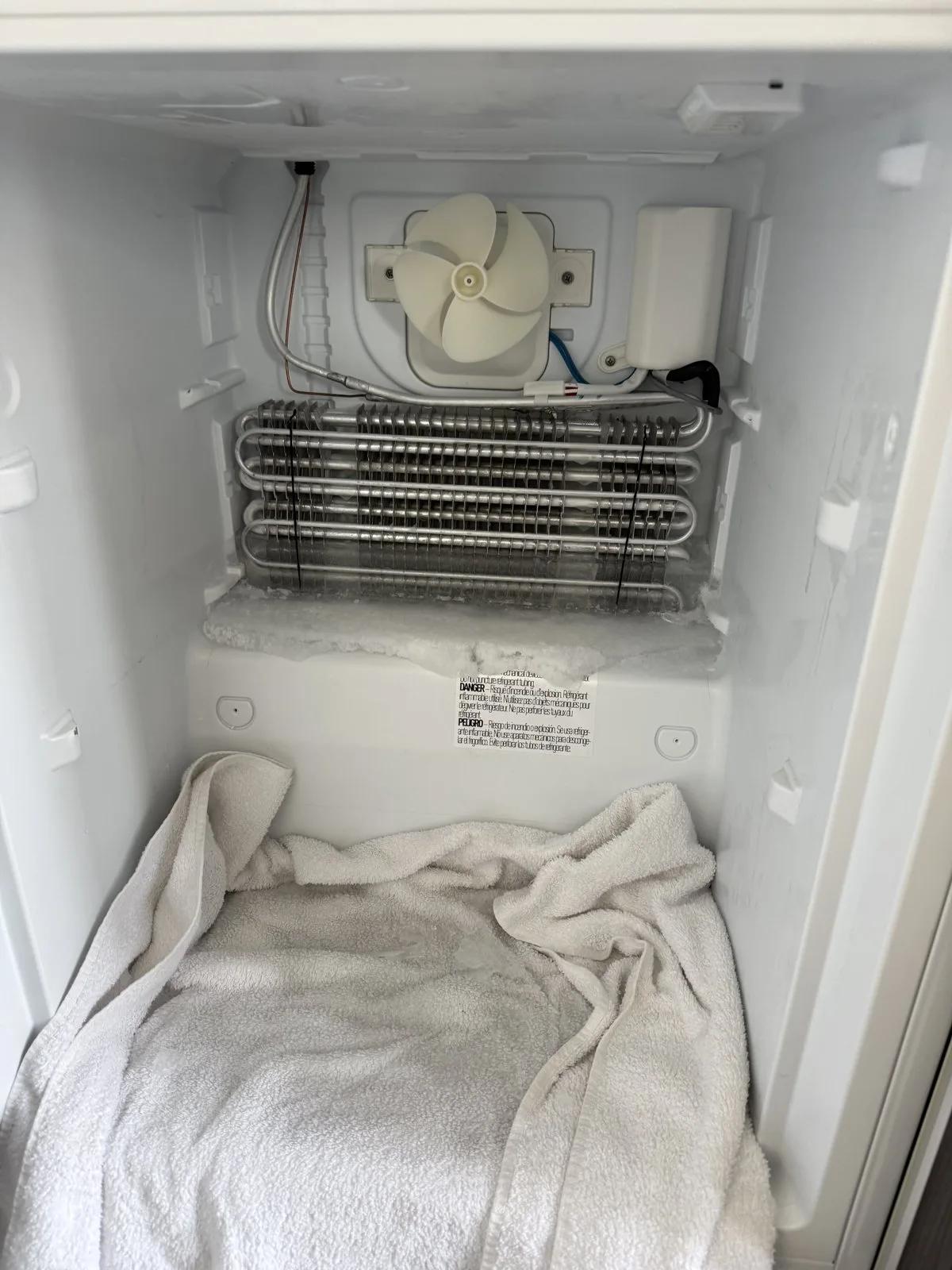 Refrigerator freezer coil defrost and leak repair