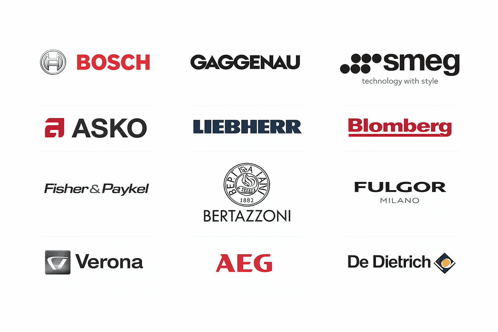 European & Designer Brands appliance brands we repair